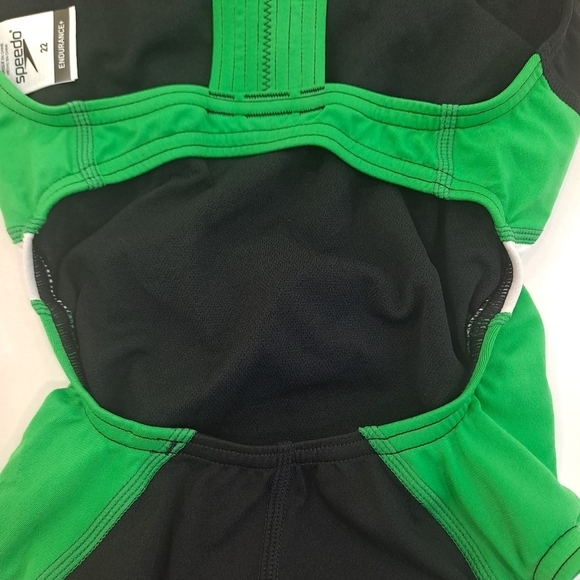 Speedo Womens One Piece Swimsuit Endurance+ Super Pro Team Black Green Sz 22 XXS - Picture 10 of 16